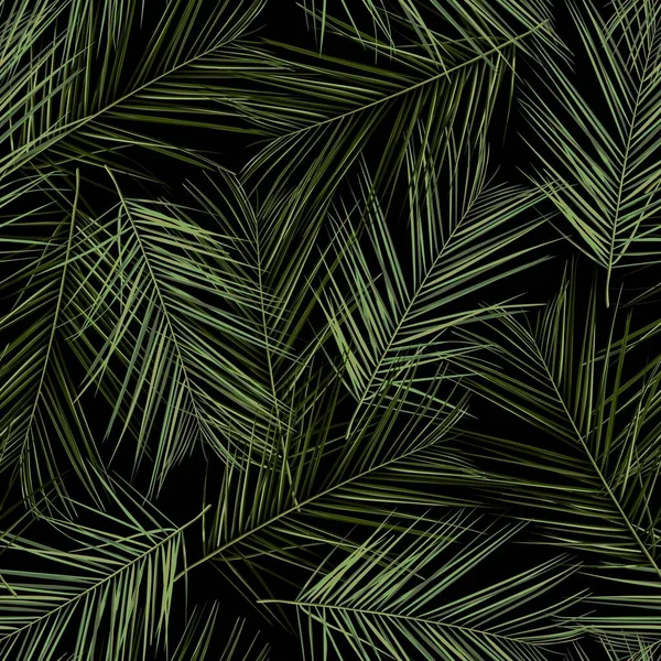Patrón Tropical Inconsútil Moda Con Hojas Palma Tropical Verde Sobre — Archivo Imágenes Vectoriales