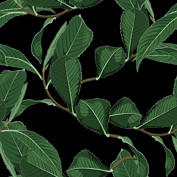 Tropisk Grön Exotisk Växt Bakgrund Sömlöst Mönster Grafisk Illustration Exotiska — Stock vektor