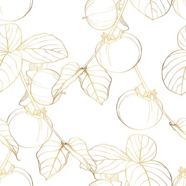 Altın hurma ağacının kusursuz deseni, meyve elle çizilmiş elementler botanik çizimler.