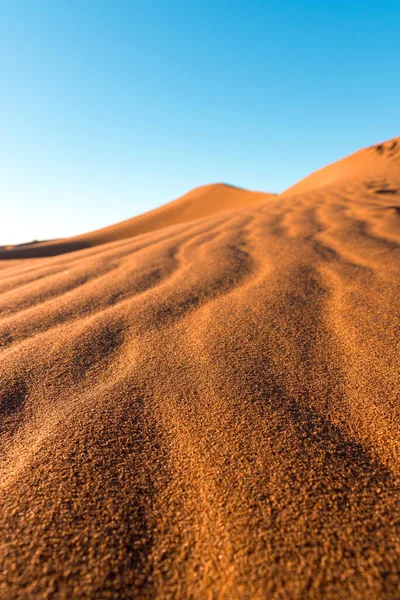 Overdag Close Woestijn Duinen Van Erg Chigaga Aan Poorten Van — Stockfoto