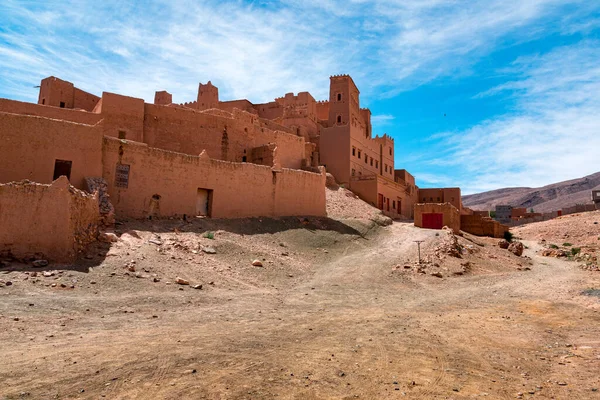 Fotografia Ângulo Amplo Diurno Adobe House Village Vale Draa Marrocos — Fotografia de Stock