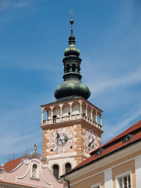 Colorful tower in Mikulov town centre — Stock Photo, Image