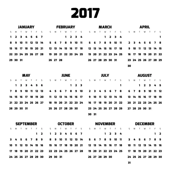 Calendário de estilo moderno para 2017 —  Vetores de Stock