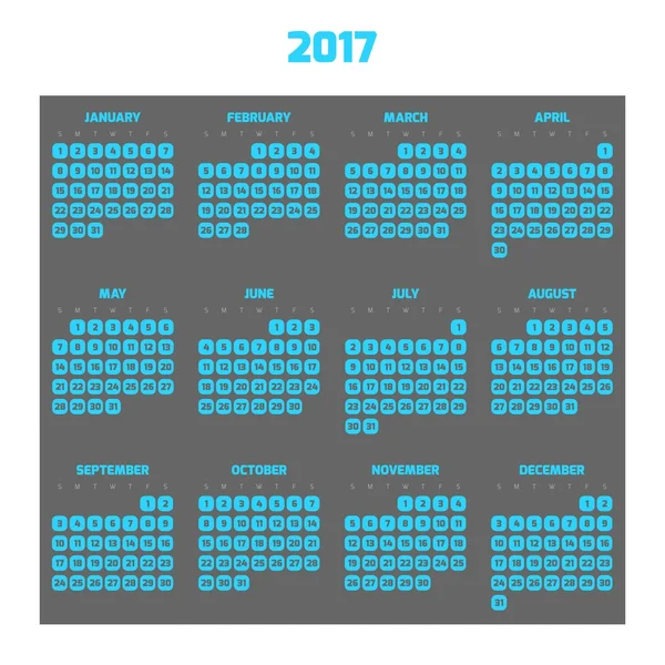 Modern style calendar for 2017 — Stock Vector