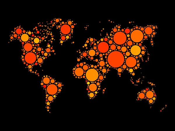 ドットで作られた世界地図のモザイク — ストックベクタ