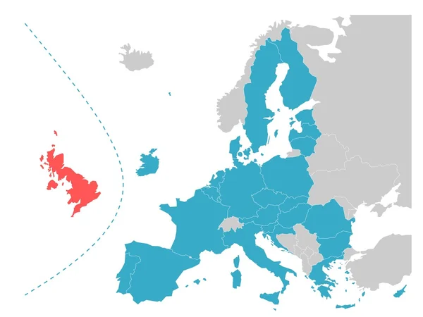 Brexit Tema harita - Avrupa Birliği ile vurgulanan Amerika Birleşik Devletleri — Stok Vektör