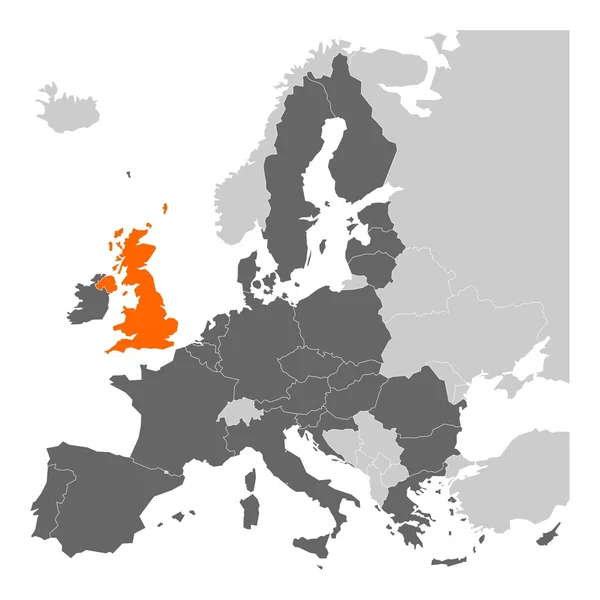 Brexit mapa temático - União Europeia com destaque Reino Unido — Vetor de Stock