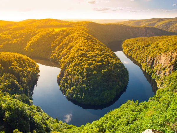 Vltava rio floresta meandro na República Checa — Fotografia de Stock
