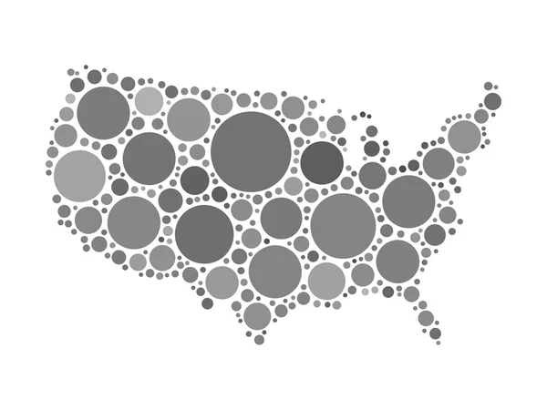 USA mappa mosaico di cerchi neri — Vettoriale Stock