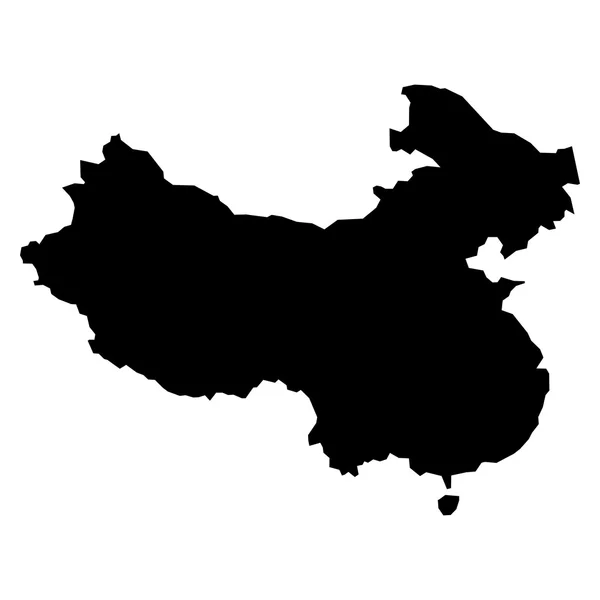 Svart siluett karta över Kina — Stock vektor