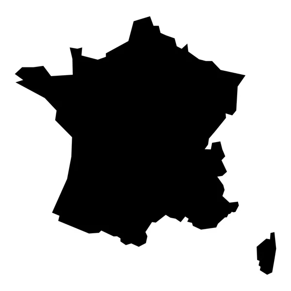 Mappa silhouette nera della Francia — Vettoriale Stock