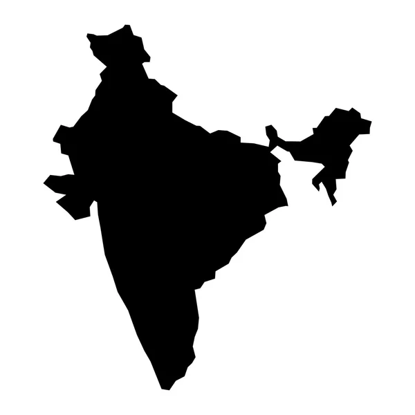 Μαύρη σιλουέτα χάρτη της Ινδίας — Διανυσματικό Αρχείο