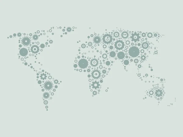 Světová mapa mozaika Ozubená kolečka — Stockový vektor