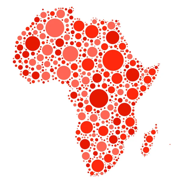 África mapa mosaico de puntos rojos — Vector de stock