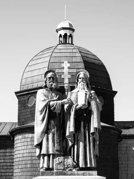 Statua di San Cirillo e Metodio sul monte Radhost — Foto Stock