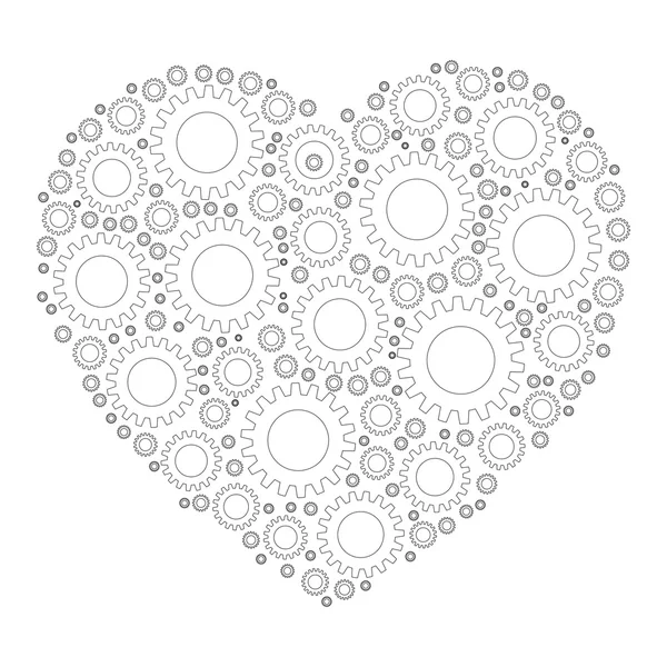 Сердечная мозаика из зубчатых колес — стоковый вектор