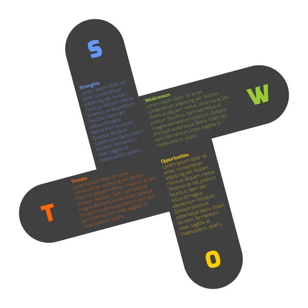 Diagramme d'infographie d'affaires SWOT — Image vectorielle