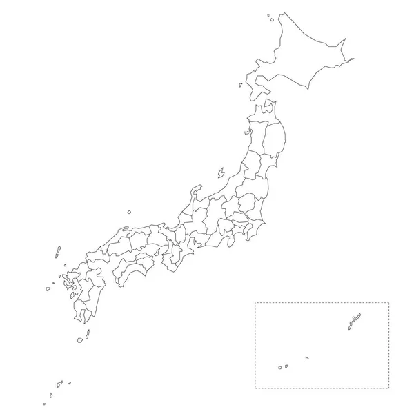 Kaart van de prefecturen Japan — Stockvector