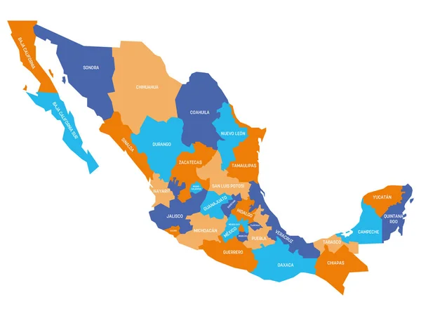 Kaart van de staten van Mexico — Stockvector