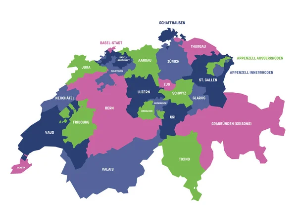 瑞士州地图 — 图库矢量图片