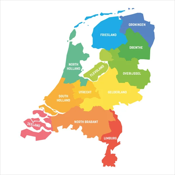 네덜란드 - 지방 지도 — 스톡 벡터