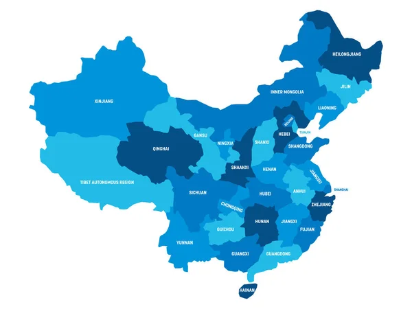 Chiny - mapa prowincji — Wektor stockowy