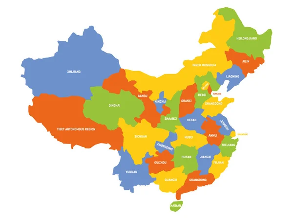 China - map of provinces — Stock Vector