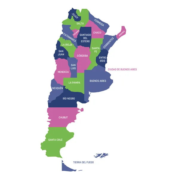 Argentina - mapa de provincias — Vector de stock