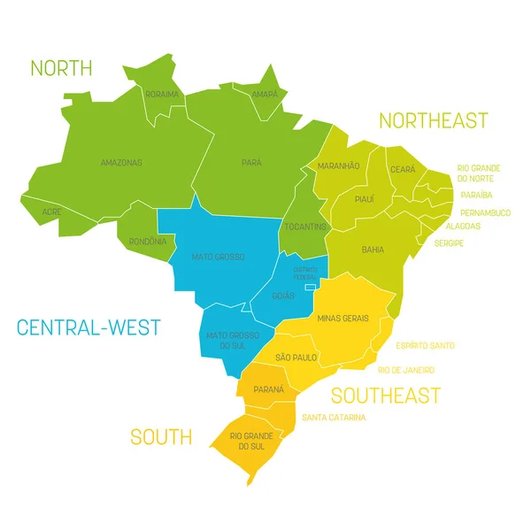 Estados e regiões do Brasil — Vetor de Stock