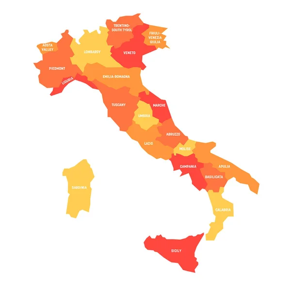 Italië - kaart van de regio 's — Stockvector