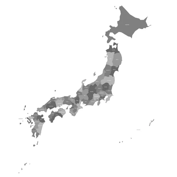 Giappone - mappa delle prefetture — Vettoriale Stock