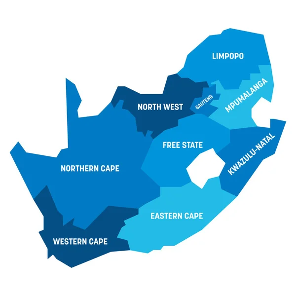 África do Sul - mapa das províncias —  Vetores de Stock