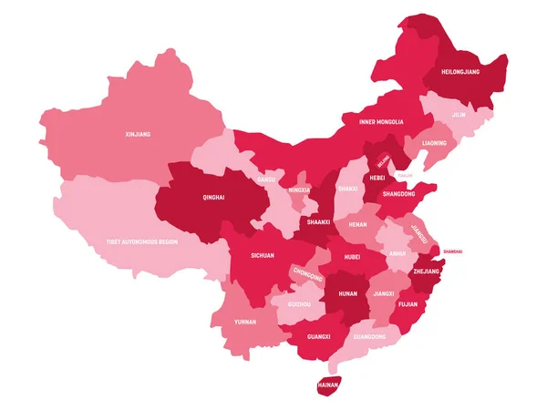 China - mapa de provincias — Vector de stock