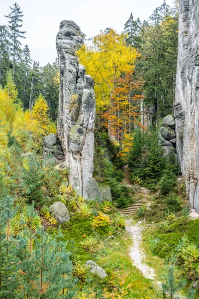 Canlı sonbahar ormanlarında kum taşı oluşumu — Stok fotoğraf