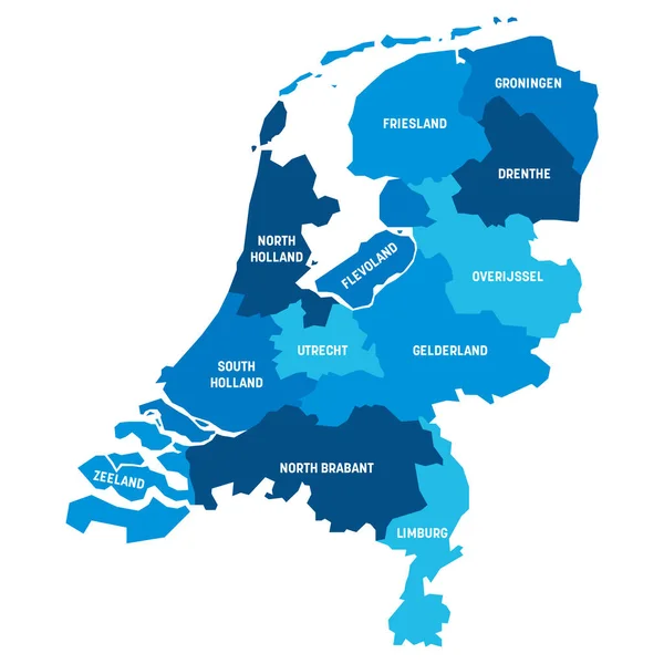 Nederland - kaart van provincies — Stockvector