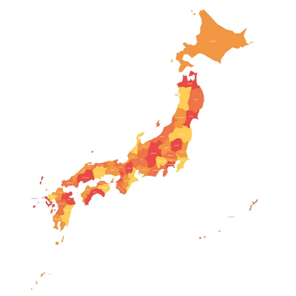 Japan - Karte der Präfekturen — Stockvektor