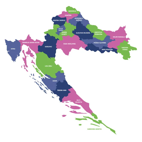 Croácia - mapa dos condados — Vetor de Stock
