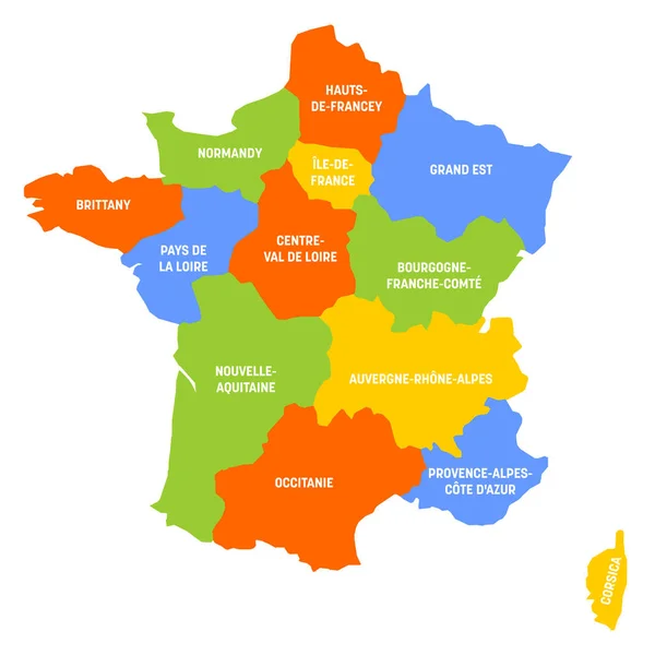 França - mapa das regiões metropolitanas — Vetor de Stock