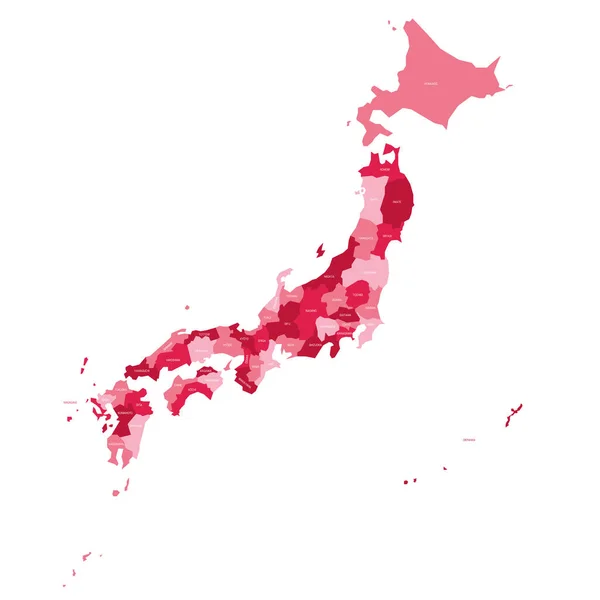 Japan - kaart van prefecturen — Stockvector