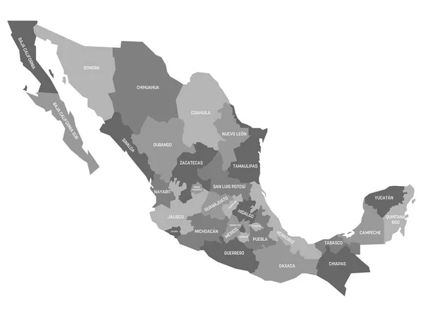 México - mapa de los estados — Vector de stock