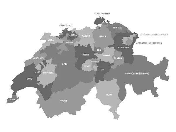 Svájc kantoni térképe — Stock Vector
