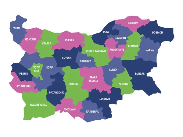 Bułgaria - mapa prowincji — Wektor stockowy