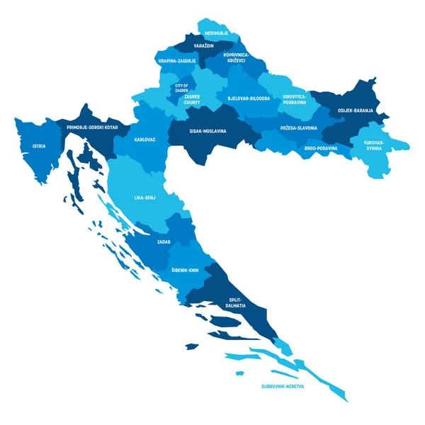 Kroatië - kaart van provincies — Stockvector