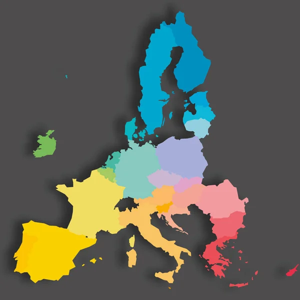 Carte colorée des pays de l'UE — Image vectorielle