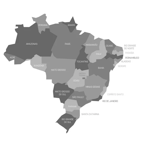 Brasil - mapa de los estados — Vector de stock