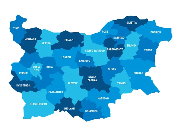 Bulgaria - mapa de provincias — Vector de stock