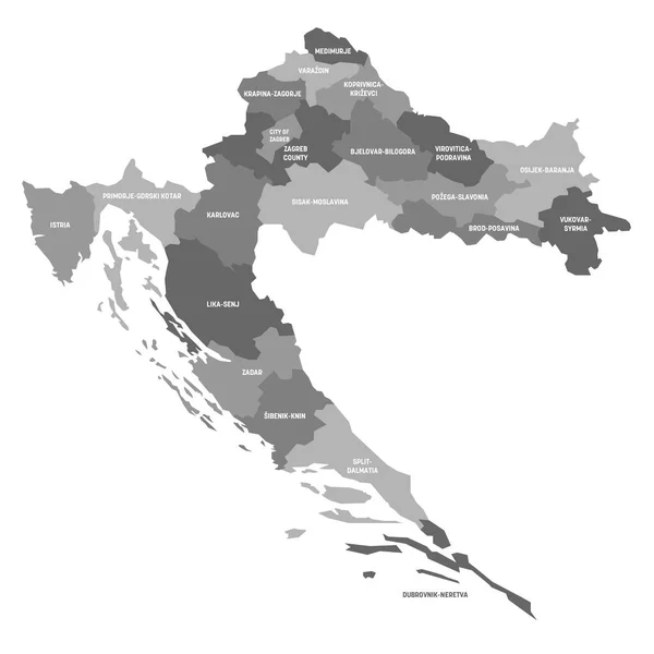 Chorwacja - mapa powiatów — Wektor stockowy