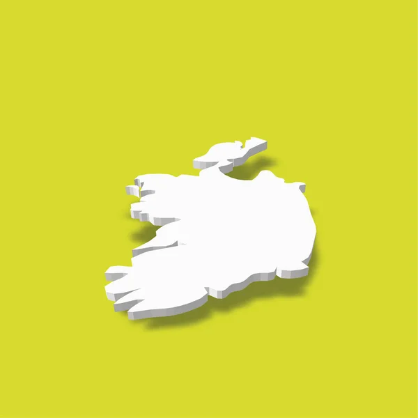 爱尔兰-白色的国家地区3D轮廓图,阴影在绿色背景下下降.简单的平面矢量说明 — 图库矢量图片