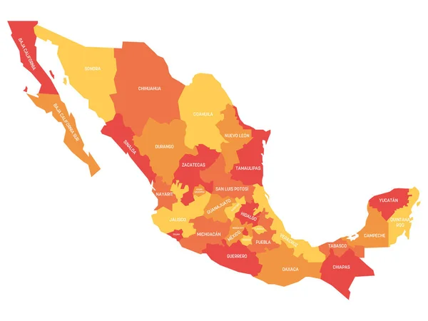 México - mapa de los estados — Archivo Imágenes Vectoriales