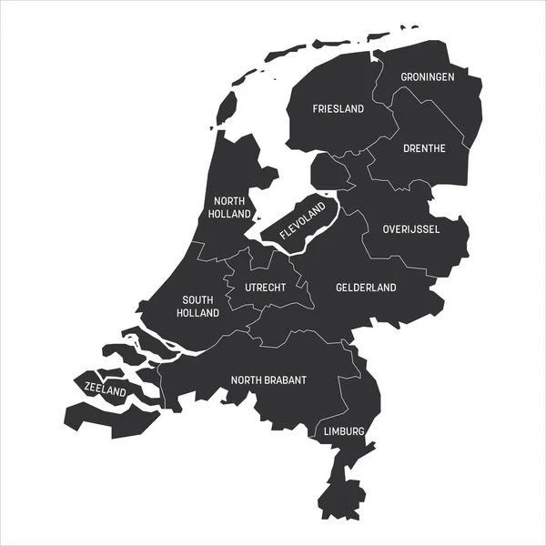 Países Baixos - mapa das províncias — Vetor de Stock